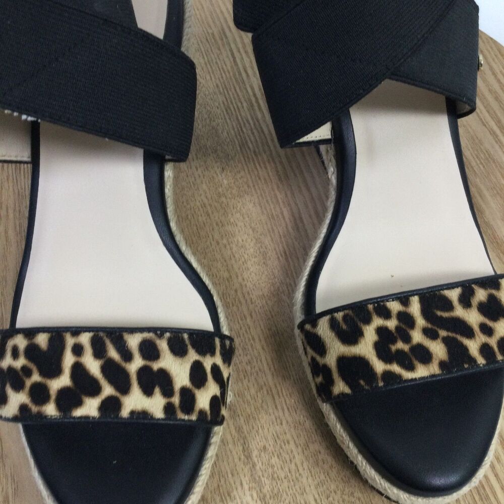 Cole Haan Women's Wedge Espadrille Sandals in Black Leopard Print Size 6B - Picture 6 of 10